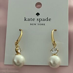 Nwt Kate Spade Cream Glass Pearl Earrings "Pearls Of Wisdom" H2